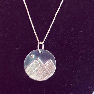 Silver Necklace with Mountains